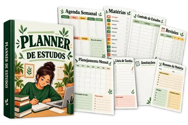 Planner de Estudos: e-book com prévias em cascata